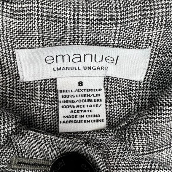 EMANUEL UNGARO 100% LINEN Collared Hidden Button Up closure Jacket Size 8 - Picture 8 of 13